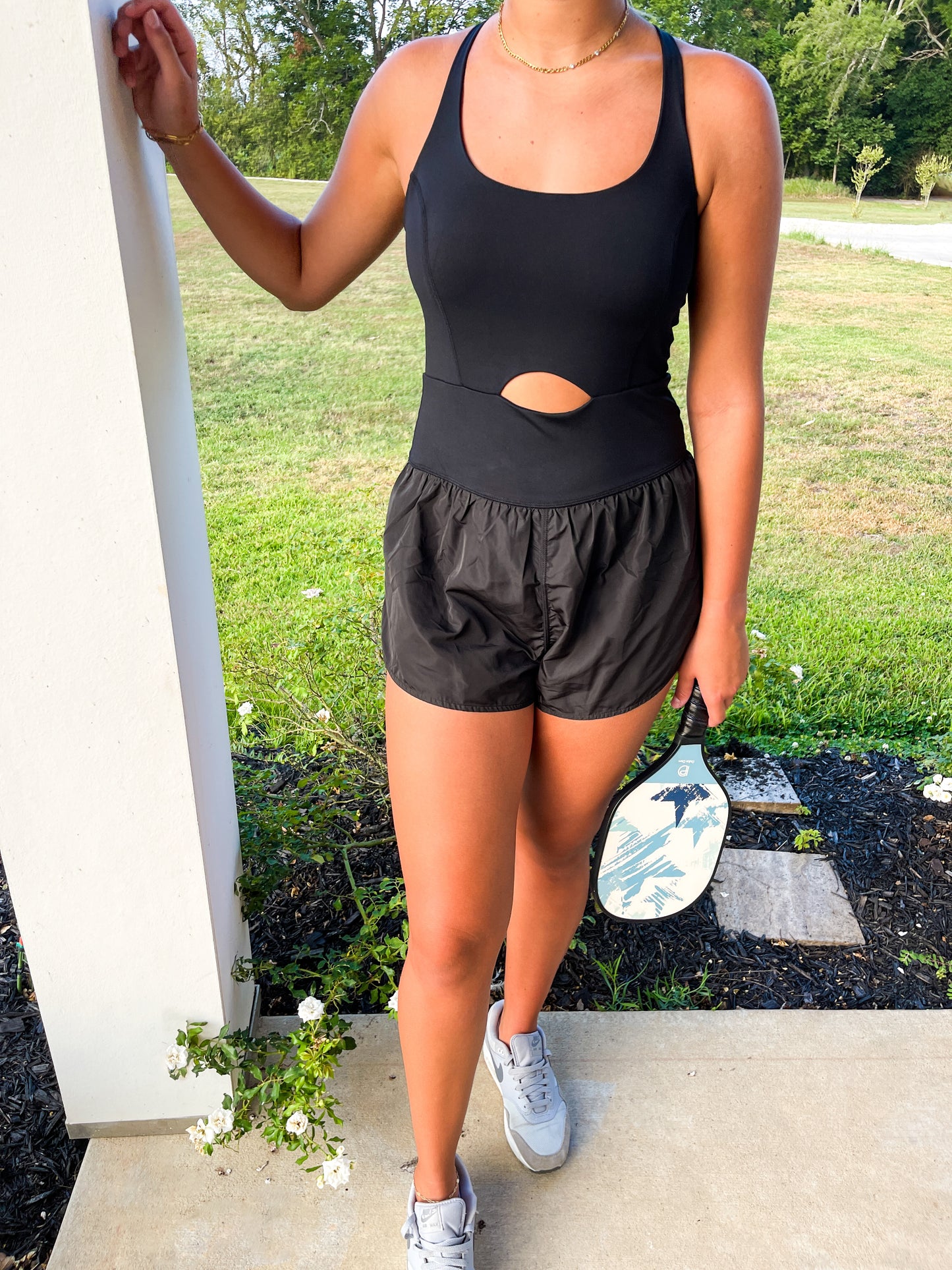 Black Track Keyhole Romper