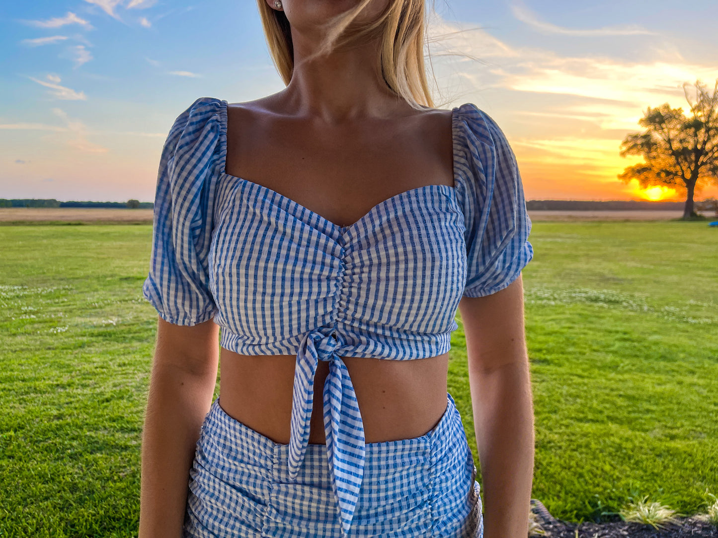 Blue gingham Set