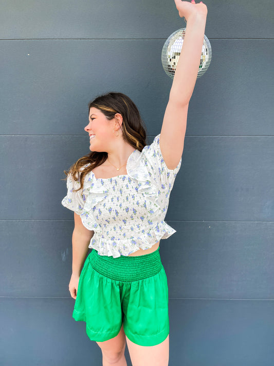 Flowy Green  Shorts