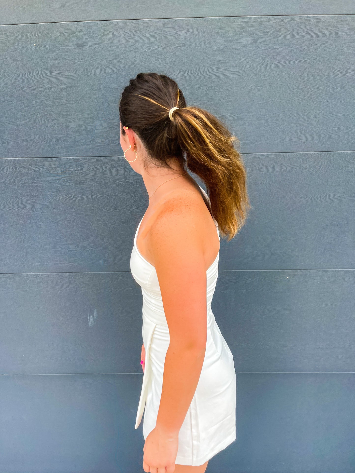 One Shoulder White Dress