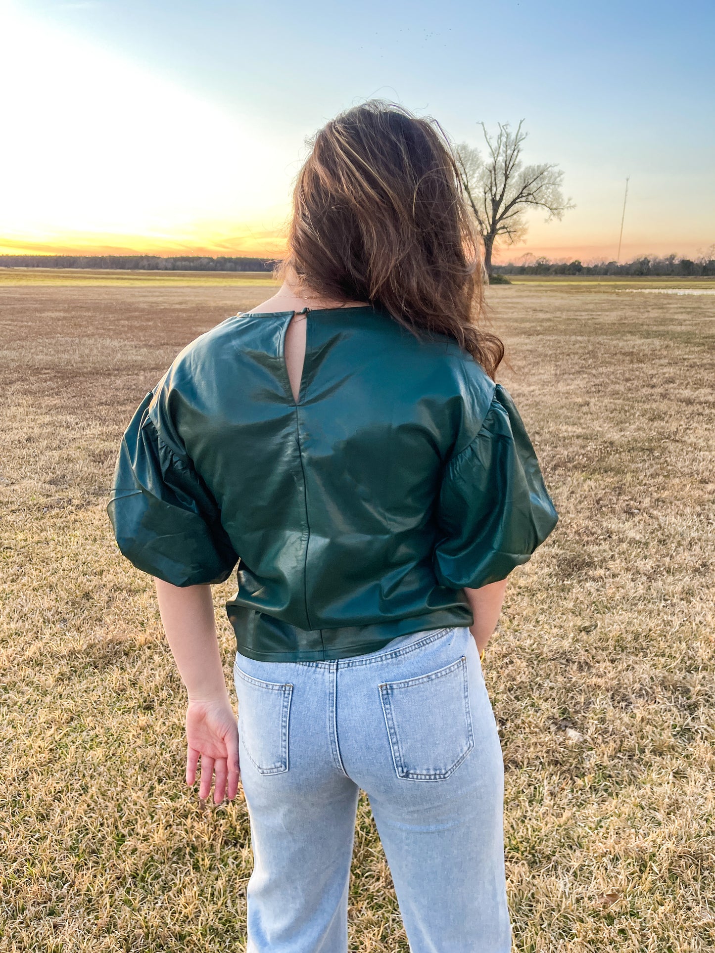 Hunter Green Leather Top