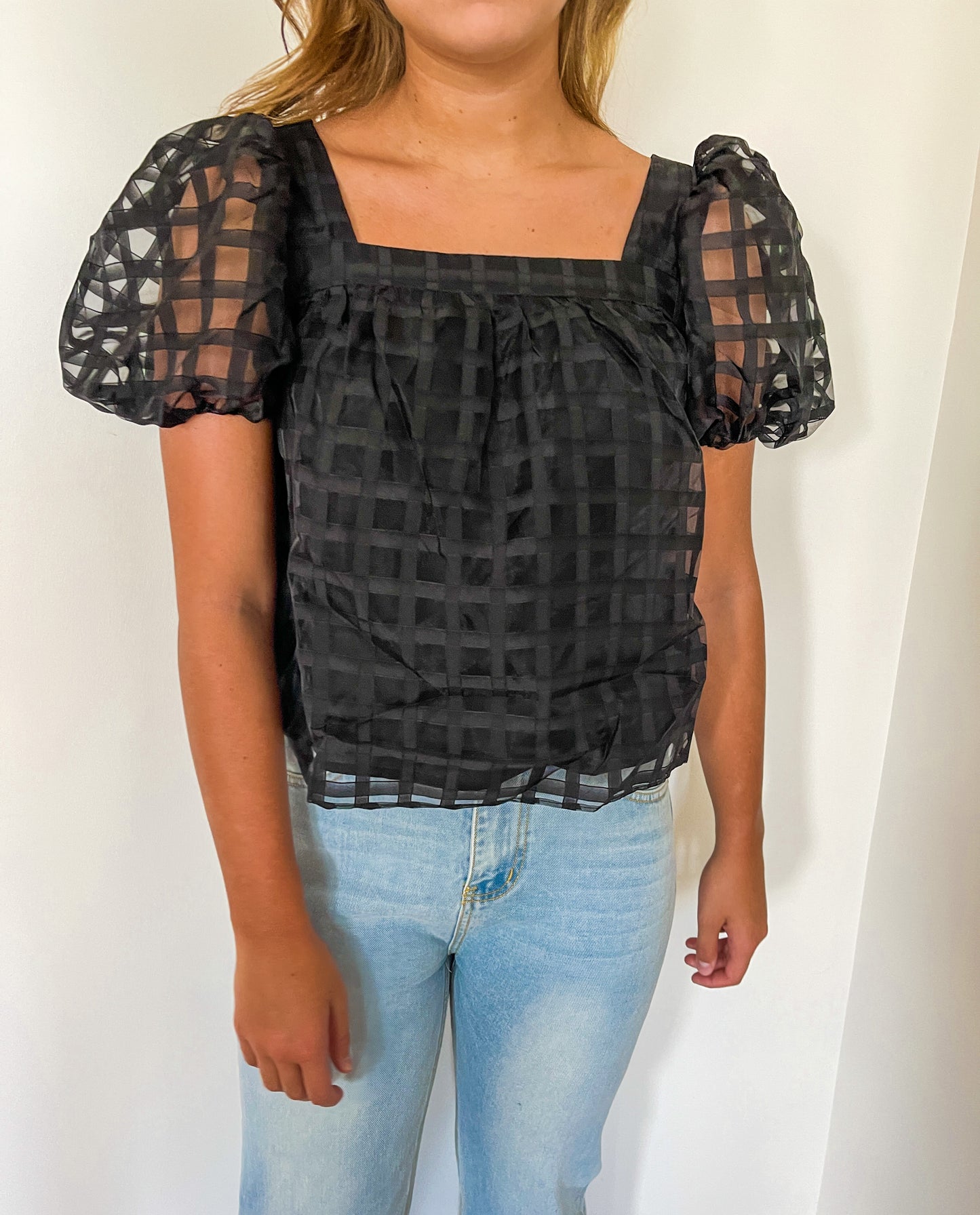 Black Gridded Top