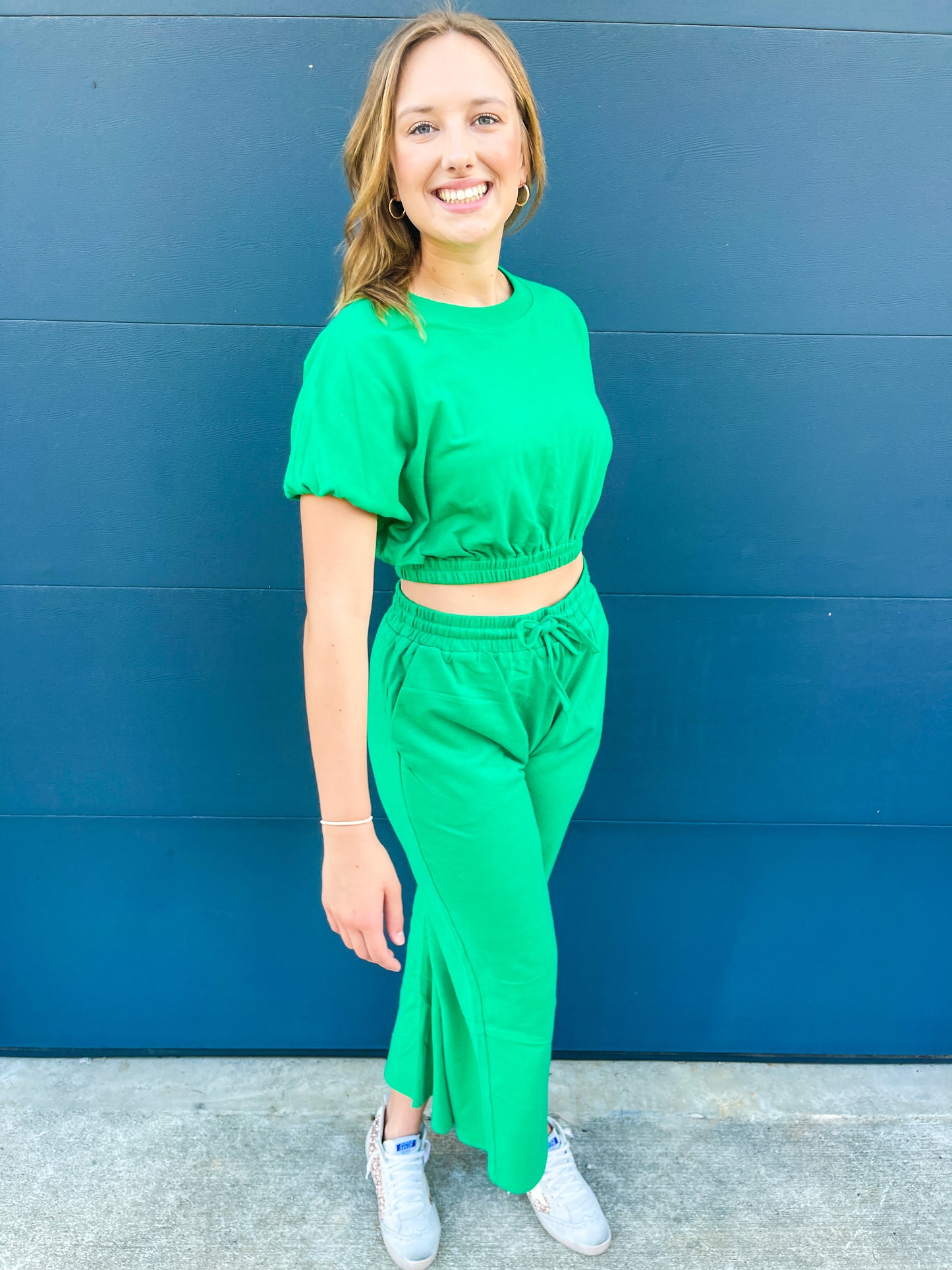 Green Puff Crop Top