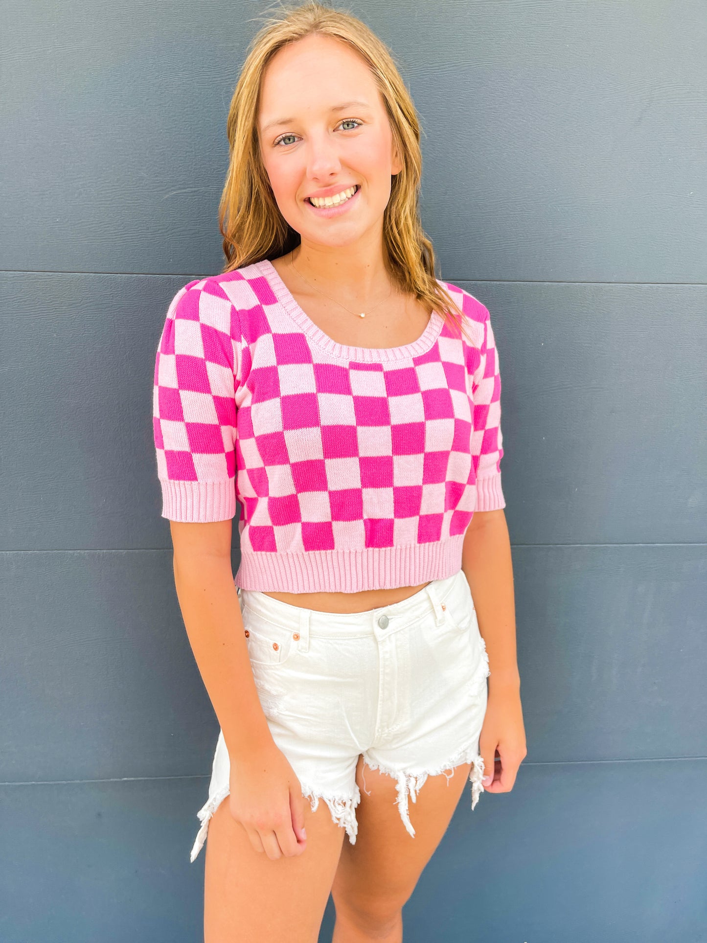 Pink Checkered Top