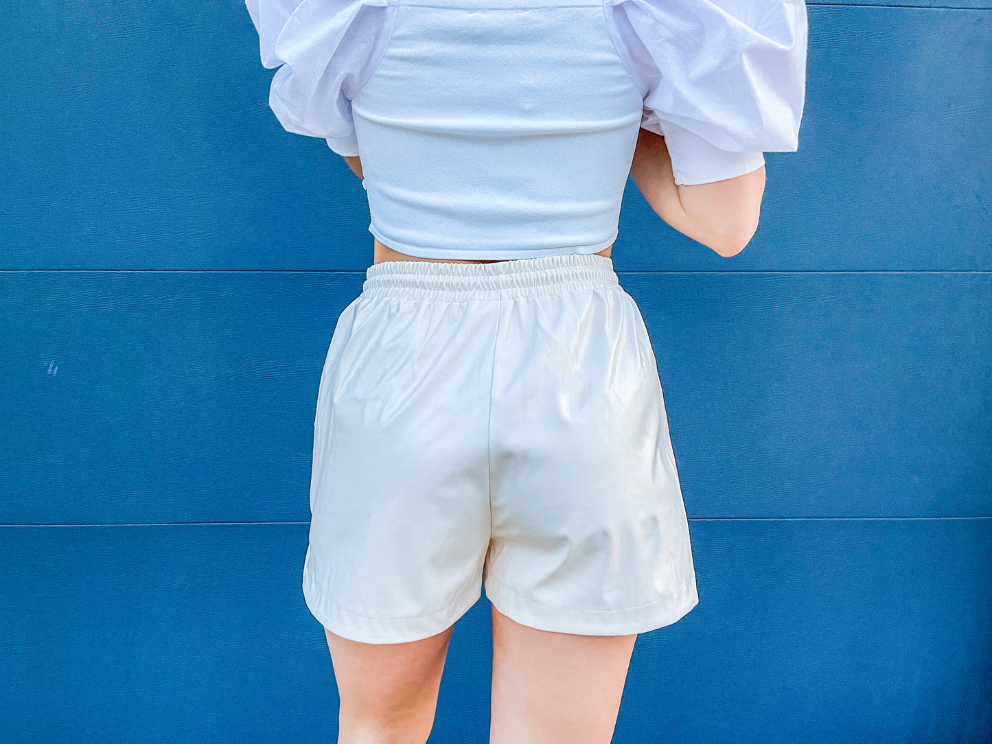 Ivory Leather Shorts