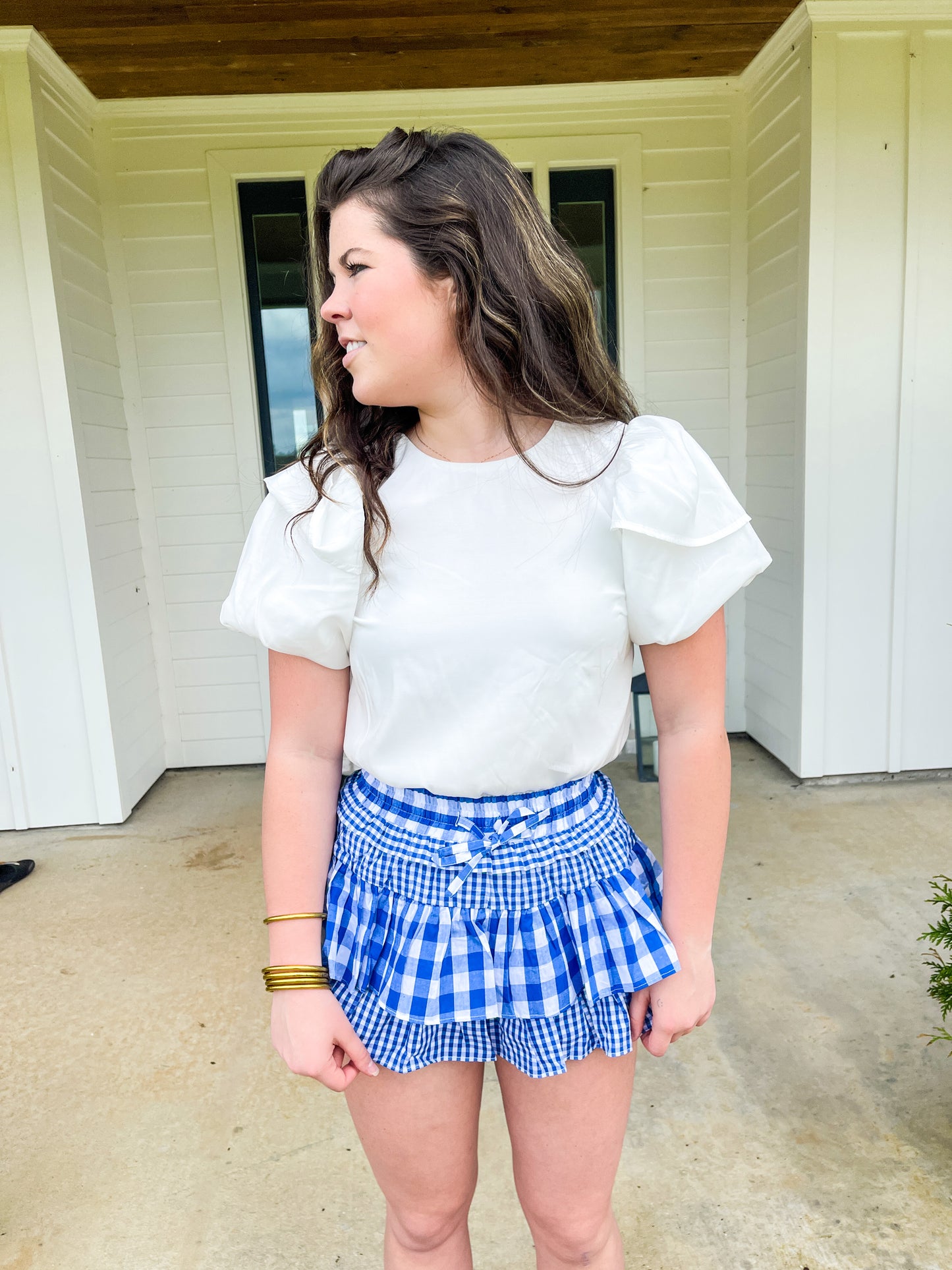 White Ruffle Top