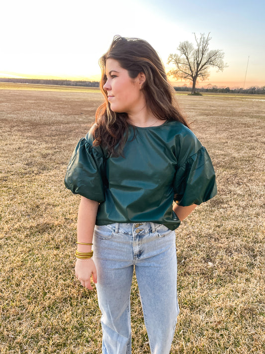 Hunter Green Leather Top