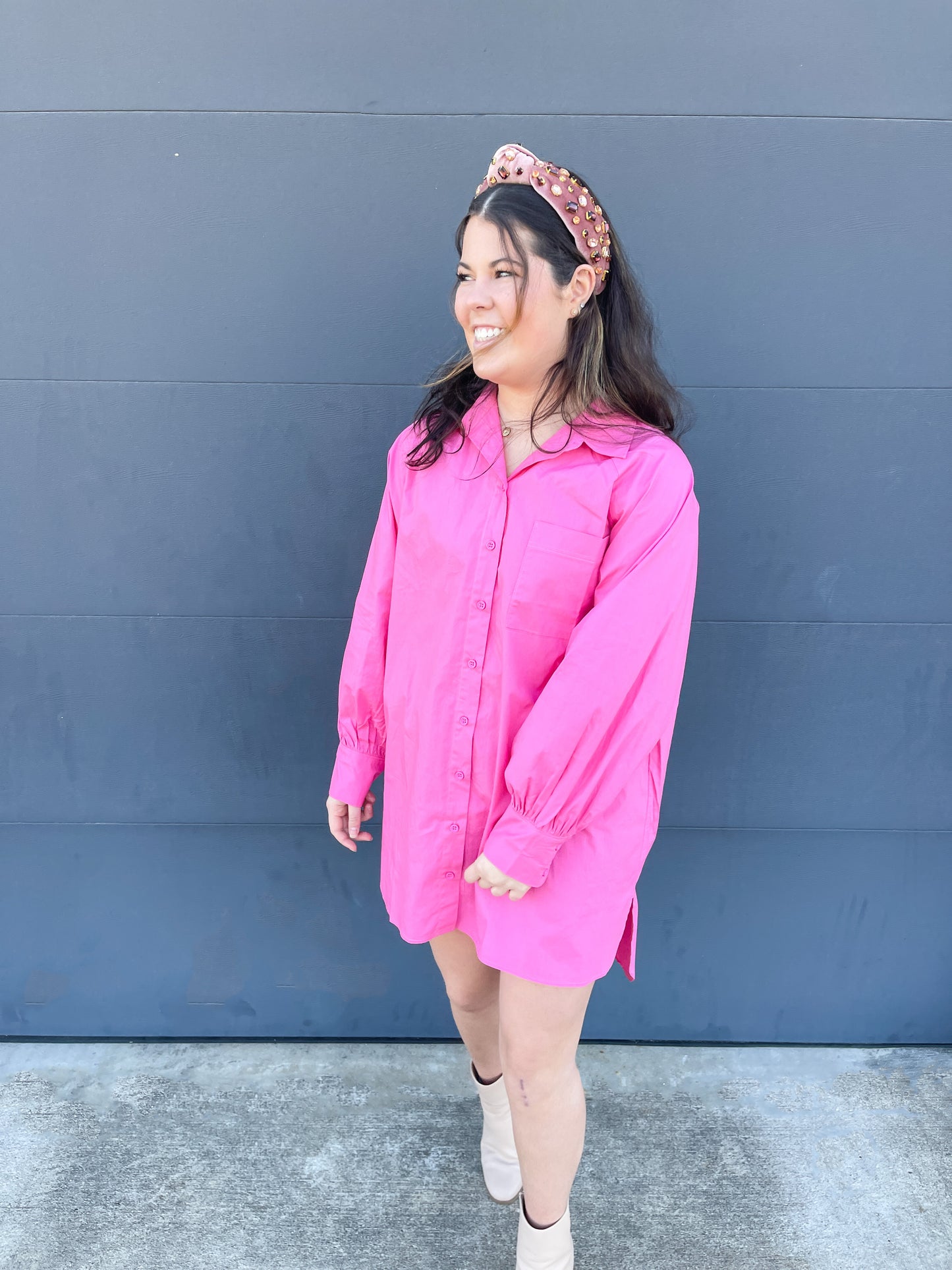 Candy Pink Shirt Dress