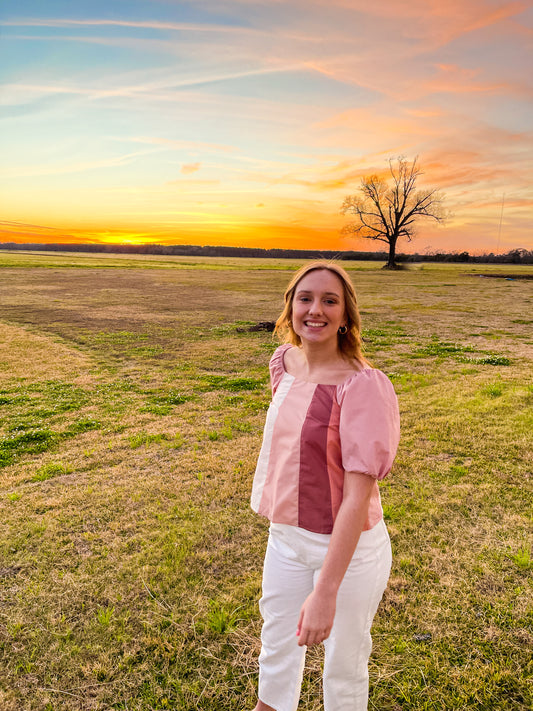 Pink Block Top