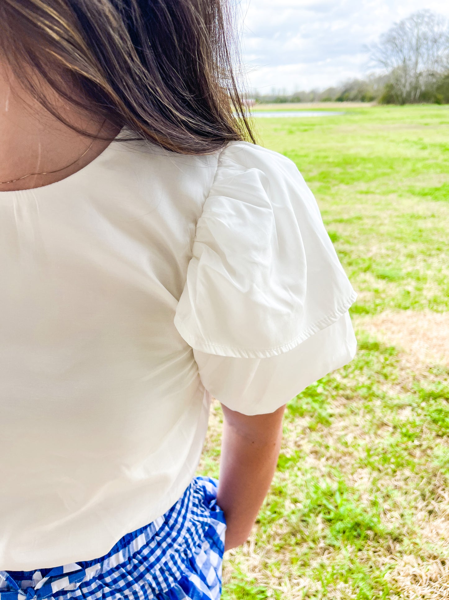 White Ruffle Top