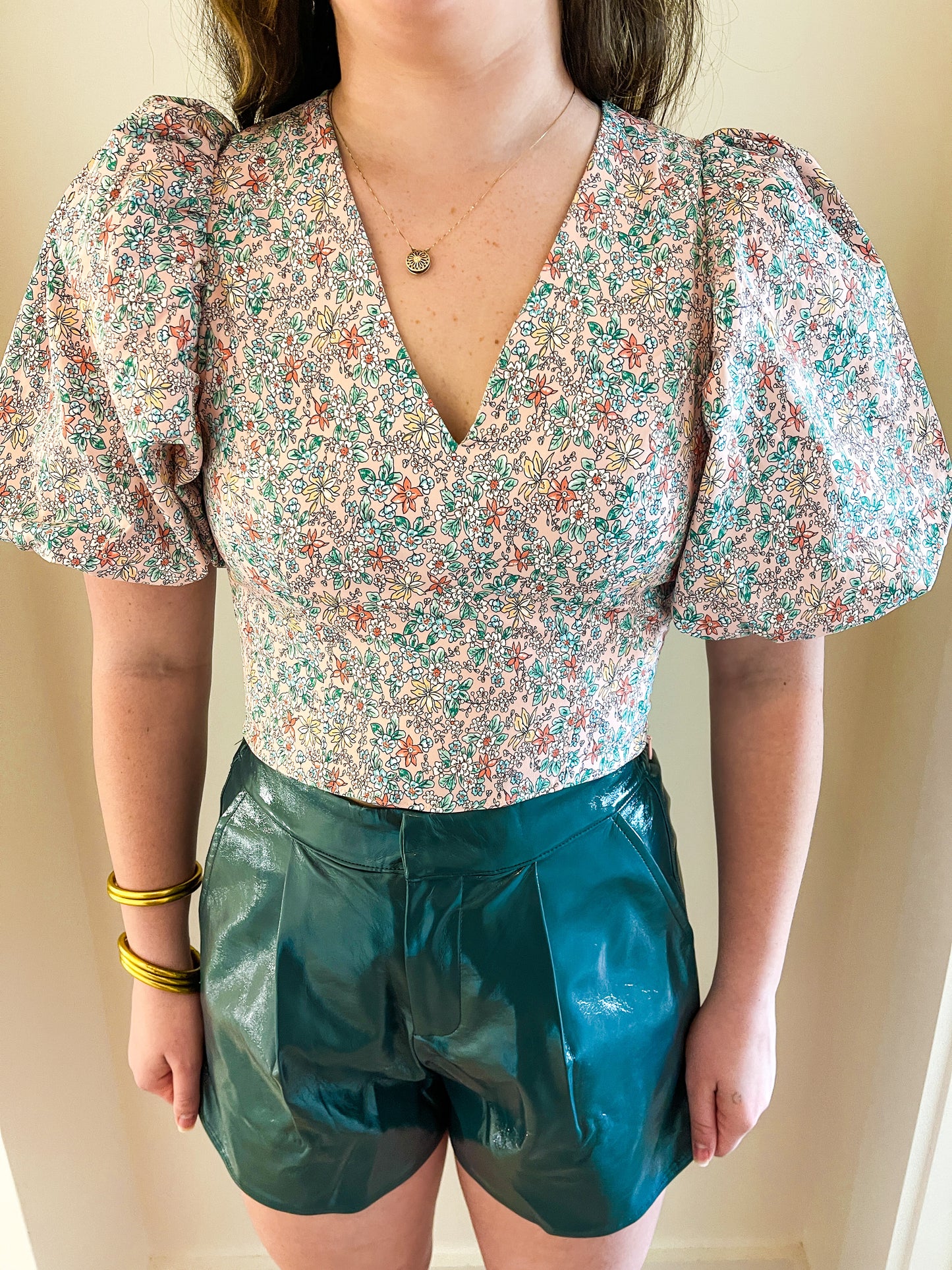 Pink Floral Crop Top