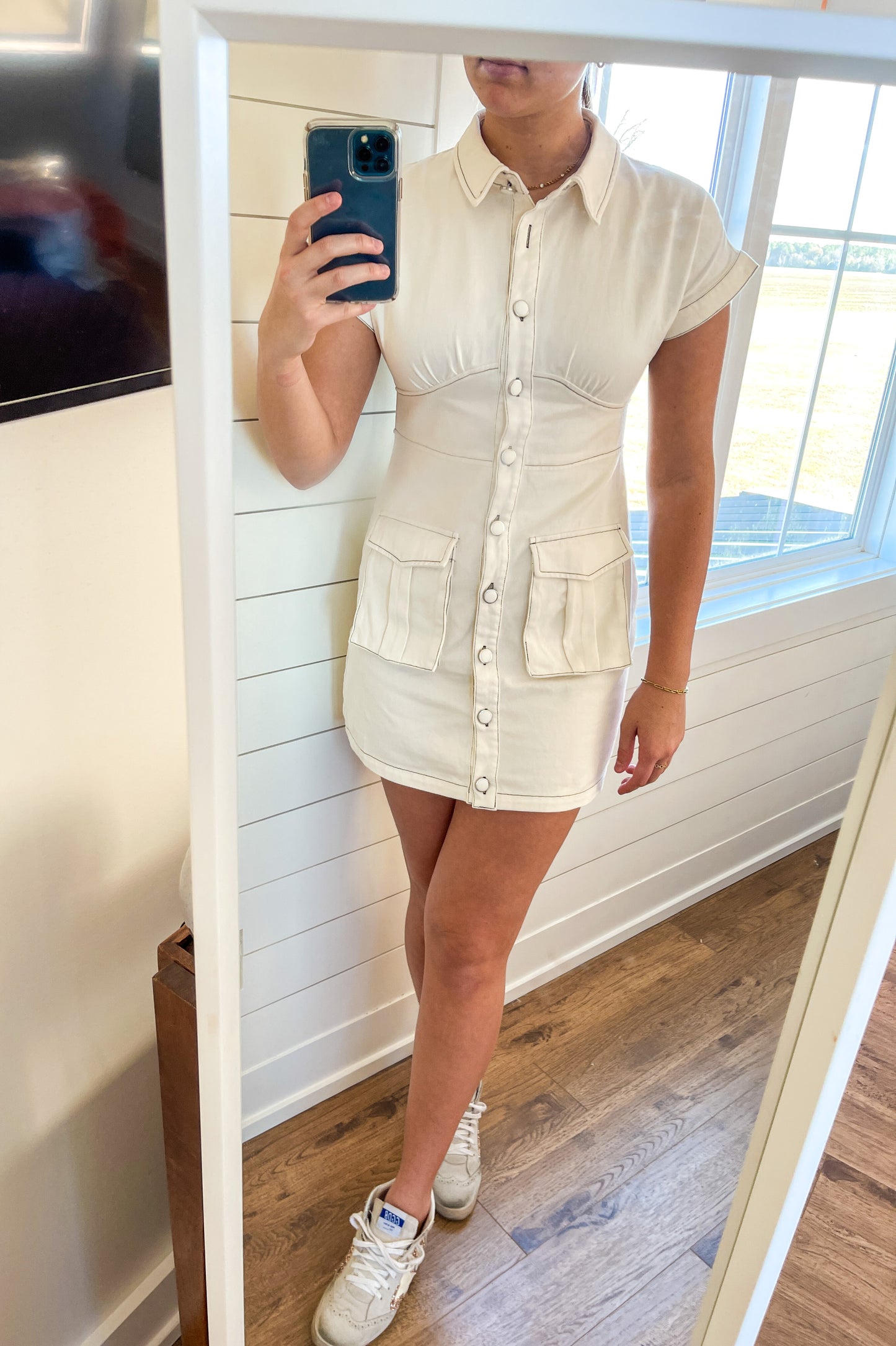 White Pocket  Dress