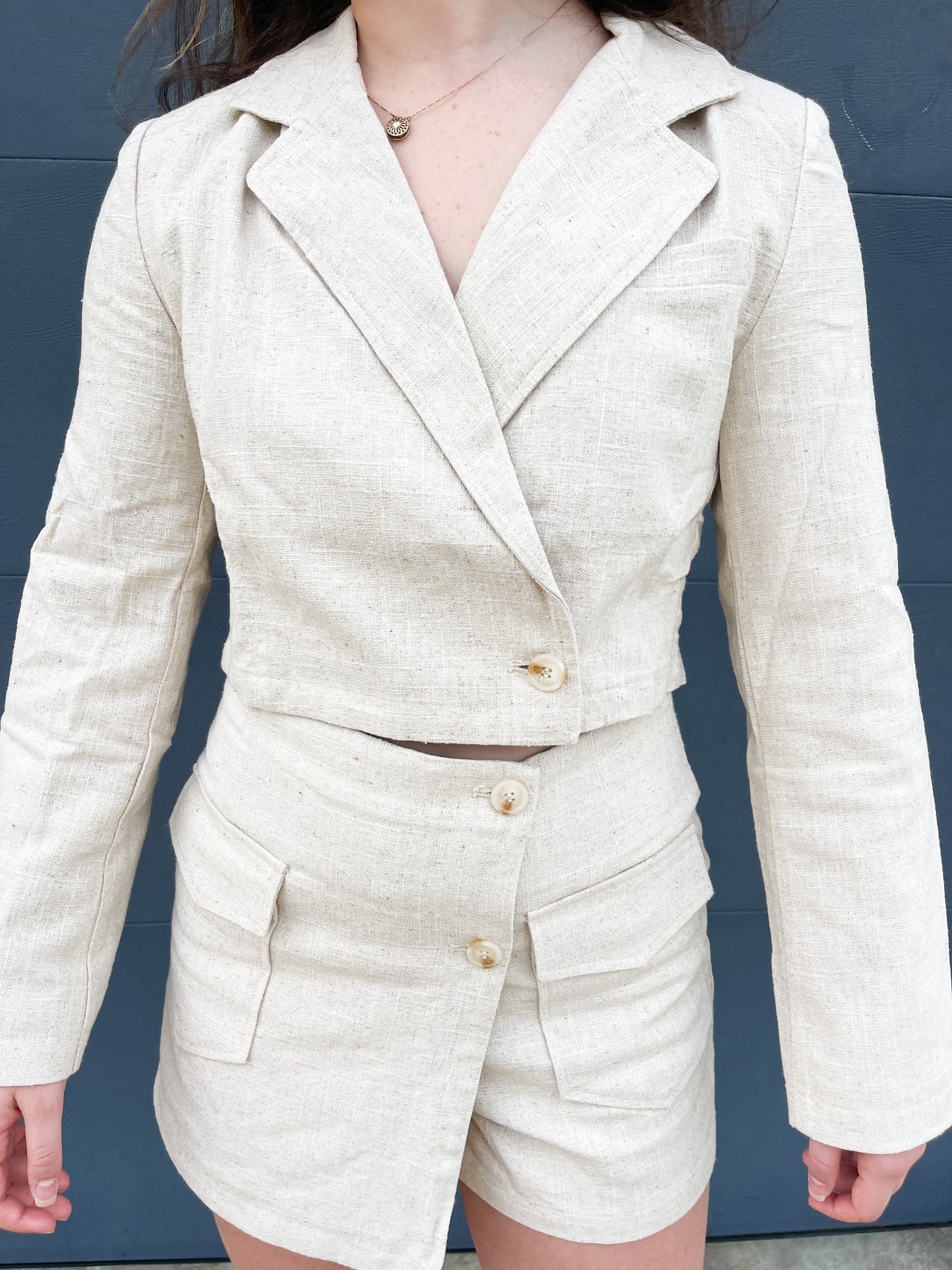 Natural Linen  Blazer Set