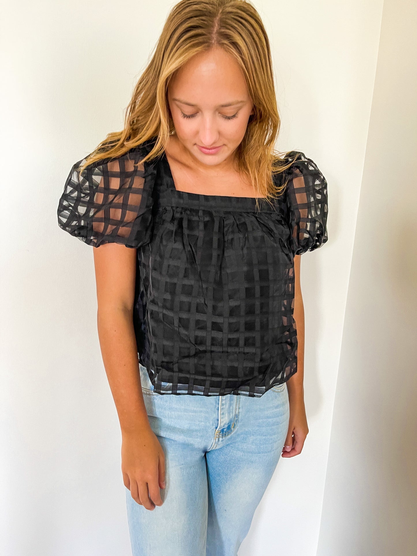 Black Gridded Top