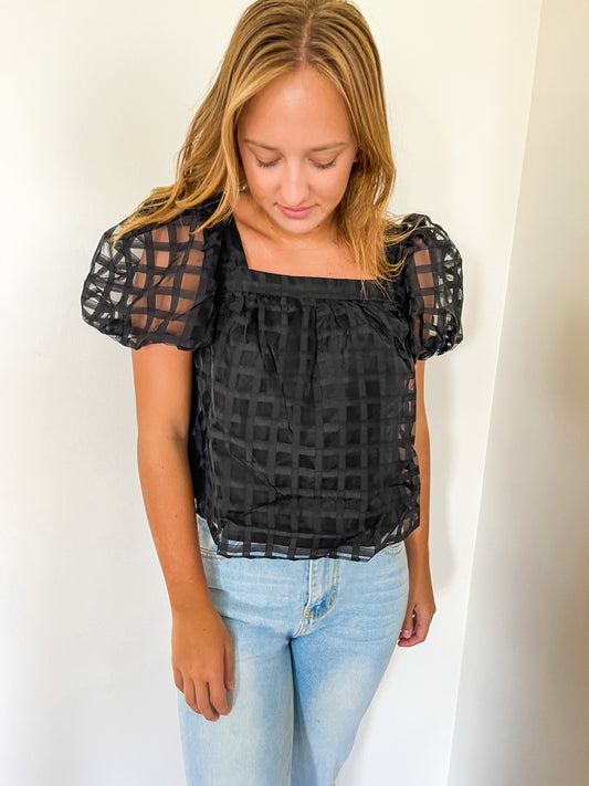 Black Gridded Top