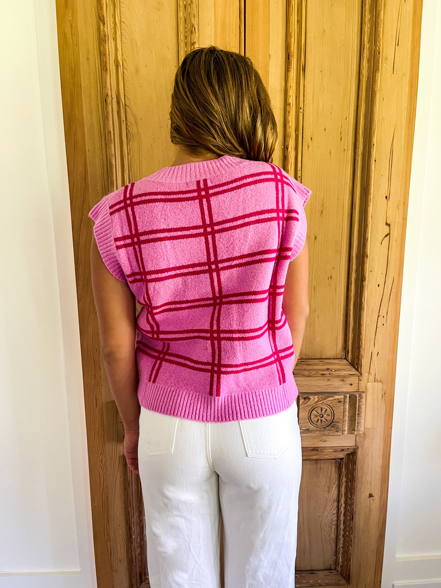 Pink Striped Sweater Vest